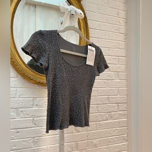 Brandy Melville Grey Leopard Print T-Shirt
